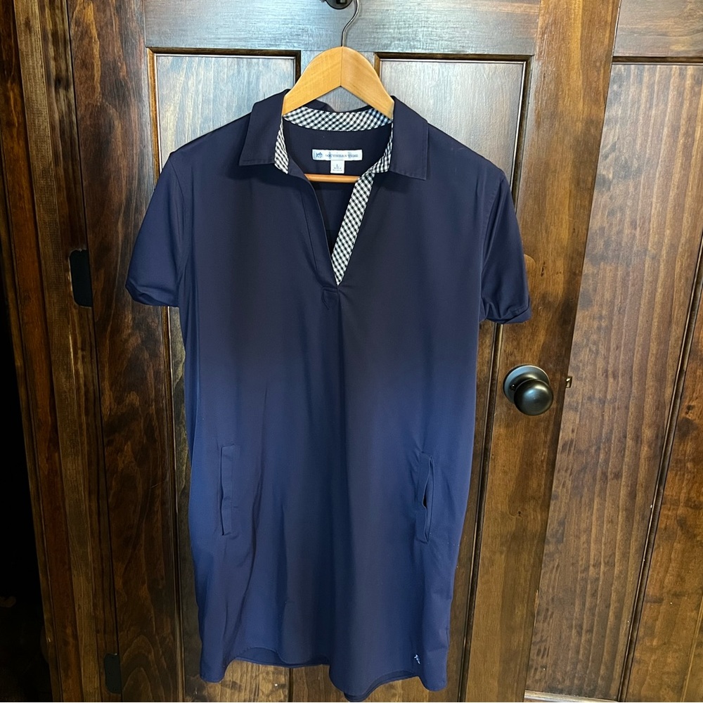 SOUTHERN TIDE Women's Navy Blue Short Sleeve Performance Polo Dress